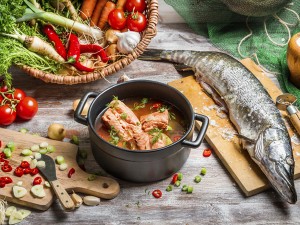 Fresh ingredients for fish soup