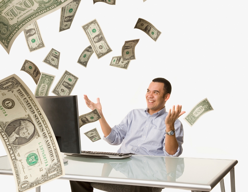 happy man with money