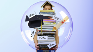WOMAN HOLDING MANY BOOKS